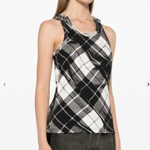 NEW Jean Paul Gaultier The Strapped Black White Tartan Tank Top NWOT - Size S